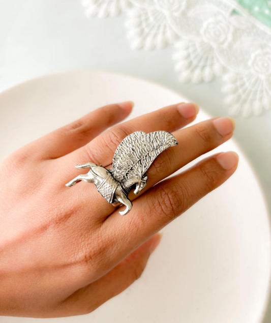 Oxidised Horse Ring