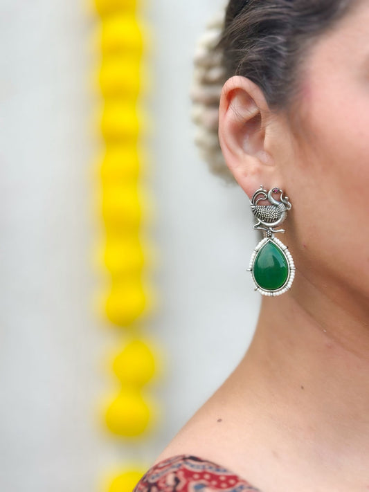 Swan Oxidised Earrings